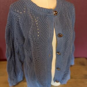 Blue Cable Knit Women's Sweater